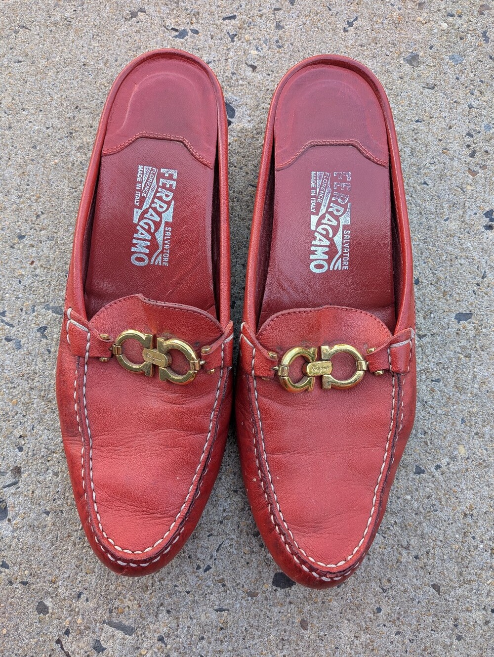 Salvatore Ferragamo Red Leather Horsebit Loafers! #redshoes